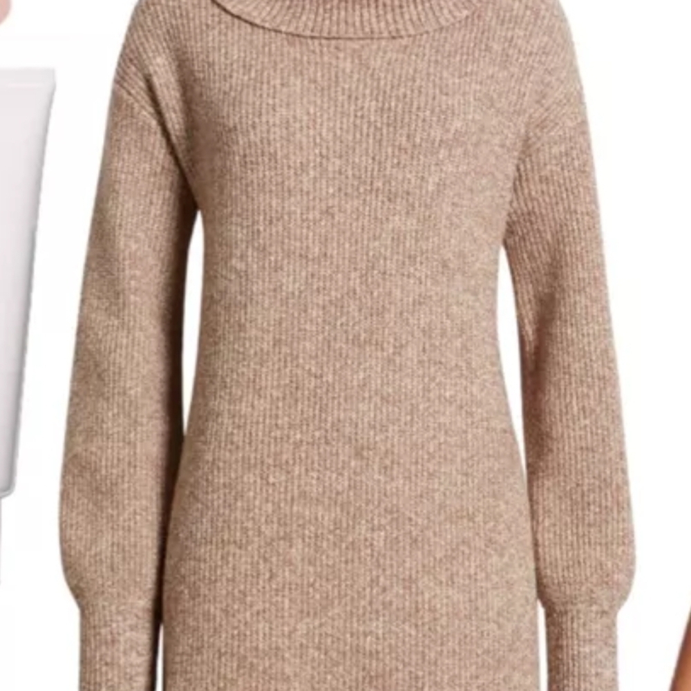 Caslon Women's Cowl Neck Sweater Dress in Tan